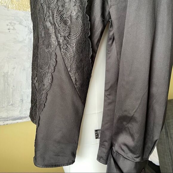 Antonio Milani Black Lace Front V-Neck Blouse - Picture 9 of 9